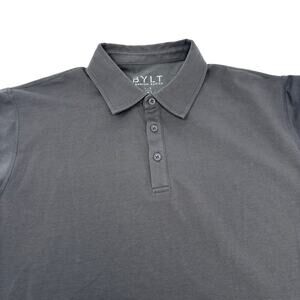 Bylt Mens Medium Gray Dropcut Premium Basics Short Sleeve Polo Shirt